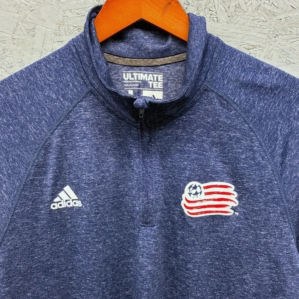 Adidas Climalite Ultimate Pullover Mens L Blue Quarter Zip Athletic Sporty